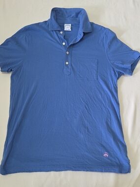 Brooks Brothers Blue Polo Shirt with Pink Logo